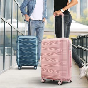 Lots de bagages en gros – Valises rigides en PP gris à coque côtelée, testées par un tiers, assortiment en stock - Product Image 2