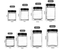 YaFu Contenant de stockage alimentaire pour cuisine, forme transparente, écologique, hermétique, multifonction, pot en verre avec couvercle en métal à vis, 100 ml-500 ml