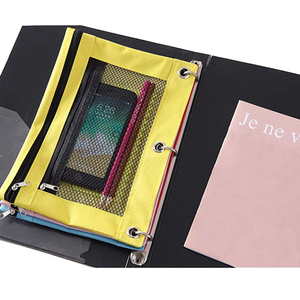 Gelory <span class=keywords><strong>3</strong></span> vòng dây kéo kéo đôi Túi bút chì Trường hợp với rõ ràng và Lưới Cửa Sổ chất kết dính bút chì túi - Product Image 6