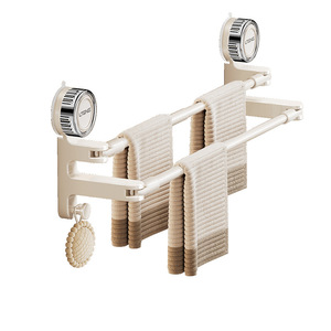 Blue Vine Adjustable Towel Rack 75-131cm Foldable Wall Mounted Bathroom Storage Rack With Suction Cups - Product Image 4
