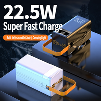 Batterie externe 30000mAh PD 22.5W à charge rapide, chargeur portable avec câble intégré et écran numérique pour téléphone et tablette