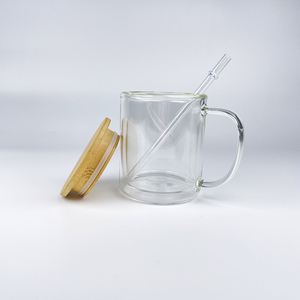 Mug à café en verre sublimable à double paroi transparente de 9 oz avec couvercle en bambou et paille pour impression par transfert thermique – Expédition depuis notre entrepôt aux États-Unis - Product Image 5