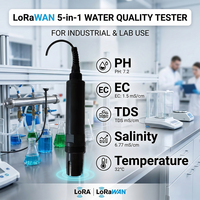 Capteur de qualité de l'eau sans fil LoRaWAN 5-en-1 (pH, EC, TDS, salinité, température) avec RS485 pour l'aquaculture intelligente et l'IoT à distance