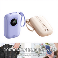 Batterie externe étanche 10000 mAh avec câble USB-C intégré, compacte, légère, ultra-fine, chargeur portable prenant en charge la charge rapide