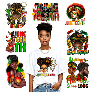Transferts thermocollants Juneteenth 1865 Jour de la Liberté Prêts à poser DTF Vinyle de transfert thermique <span class=keywords><strong>pour</strong></span> le Mois de l'Histoire des Noirs <span class=keywords><strong>pour</strong></span> vêtements DIY - Product Image 1