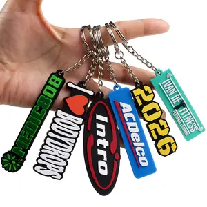 Custom promotional silicone personalized pvc keychain rubber key chains key ring with logo
