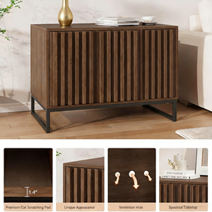 Concealed Wood <strong>Cat</strong> <strong>Litter</strong> Box <strong>Furniture</strong> with Scratching Board and Easy Clean Feature Indoor Side Table - Product Image 6