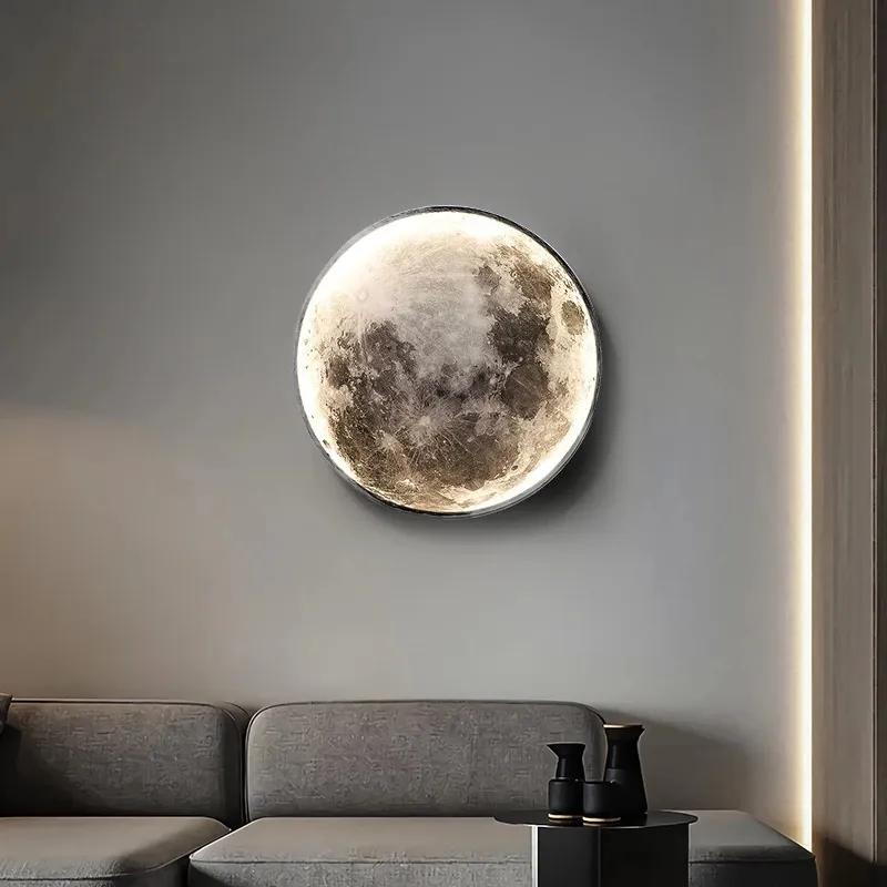 Moderna lampada da parete a LED Moon Indoor Luxury Art Deco murale applique da parete soggiorno sfondo luci da parete per la decorazione domestica