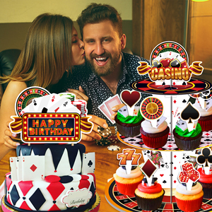 Huancai <span class=keywords><strong>Casino</strong></span> Party Cake Stand Poker 3 Tier Cupcake Stand Dessert Tour Décorations pour Enfants Anniversaire Las Vegas Party Supplies - Product Image 5