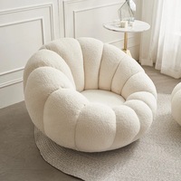Fauteuil Nordique Teddy en Tissu de Laine, Canapé Simple de Luxe, Chaise Longue d'Appoint, Fauteuil Paresseux pour Salon