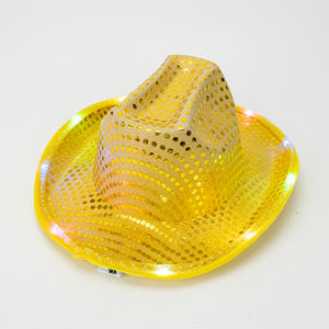Sombreros de <span class=keywords><strong>Vaquero</strong></span> Occidentales con Lentejuelas Brillantes y Luces LED Multicolor para Fiestas, Actuaciones en Escenario y Navidad - Product Image 3