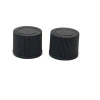 Capuchon à vis en plastique PP noir anti-déversement de 13 mm avec impression sérigraphique personnalisée, forme Lianma, pour bouteilles cosmétiques