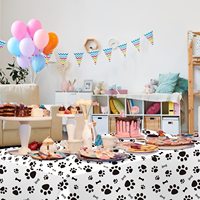Nappe jetable rectangulaire en plastique avec motif de patte de chien, 54 x 108 pouces, décoration pour fête d'anniversaire d'animaux de compagnie, 1 paquet