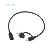 Câble de charge USB 2-en-1 Type C mâle vers Type C femelle 2 cœurs 0,3m 1m