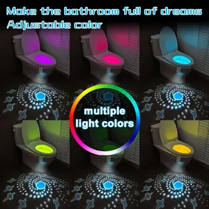 Lampes de nuit pour toilettes avec projecteur d'étoiles et capteur de mouvement, 16 couleurs changeantes, lumière LED pour siège de toilette - Product Image 2