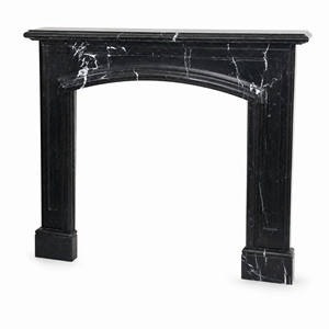 Cheminée en marbre personnalisée, moderne, sculptée à la main, luxueuse, en marbre noir/Nero Marquina, avec manteau de cheminée en marbre - Product Image 2