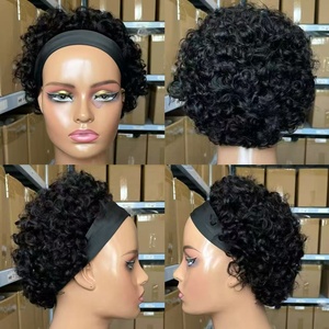Perruque courte coupe pixie avec <span class=keywords><strong>bandeau</strong></span> pour femmes noires, expédition le jour même, perruques en <span class=keywords><strong>cheveux</strong></span> humains Remy, distributeur en gros de perruques - Product Image 2