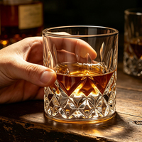 Verre à whisky personnalisé de qualité supérieure, 260 ml, en cristal taillé en diamant, sans plomb, écologique, à base lourde, pour whisky à l'ancienne, scotch, bourbon
