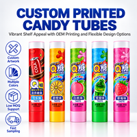 Tubes d'emballage pour bonbons de qualité alimentaire sans BPA, 40 ml, en aluminium et plastique, avec bouchon à vis, impression UV personnalisée pour chewing-gum