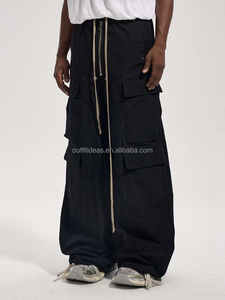 100% cotone Lido in nero con occhielli larghi Jeans lunghi con cerniera Jeans per uomo con cerniera larghi pantaloni con coulisse - Product Image 3