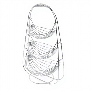 Support de rangement pour fruits en métal à trois niveaux, organisateur de comptoir de cuisine moderne, design rond empilable - Product Image 2