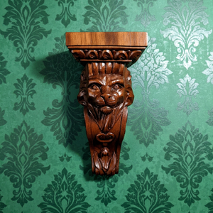 Escultura de Pared Art Deco de León Tallada a Mano en Madera, Decoración de Retrato Animal para Montar en la Pared de la Sala de Estar, 1 Pieza - Product Image 1