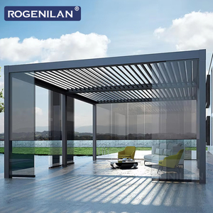 Pergola bioclimatique extérieure en aluminium imperméable à l'eau avec <span class=keywords><strong>toit</strong></span> à lamelles réglables électriquement Rogenilan pour jardin et <span class=keywords><strong>terrasse</strong></span> - Product Image 3