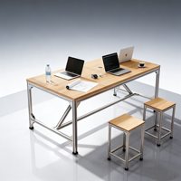 Table de conférence multi-personnes en profilé aluminium HYZ-227X, bureau informatique mobile, design simple et moderne, idéal pour l'expérimentation