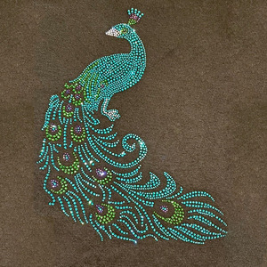 Tùy chỉnh hot-sửa chữa sắt con công đề can kim cương Thiết kế con công Rhinestone chuyển mẫu cho túi quần áo Báo Chí nóng vật liệu thủy tinh - Product Image 5