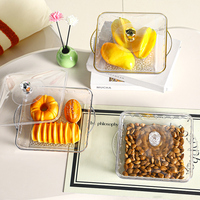 Plateau à fruits écologique, assiettes en plastique, plateau à bonbons, plat à dessert, plat alimentaire avec couvercle, boîte rectangulaire en PET + OPP