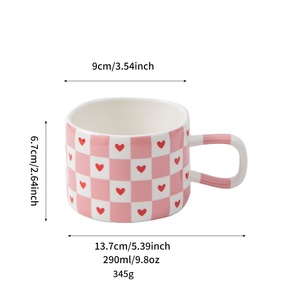 Cross-border High-Appearance <b>Cute</b> Fresh Cartoon Heart-Shaped Porcelain <b>Mug</b> Ins-Style Design Custom Microwave Safe High - Product Image 5