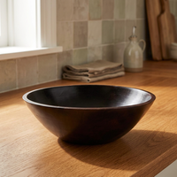Bol à salade en bois manga noir, de 12 pouces avec noyer foncé pour aliments et décor