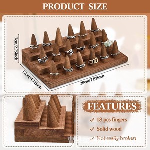 Wooden Ring Rack Walnut Wood Desktop Display Stand Jewelry Storage Organizer - Product Image 3