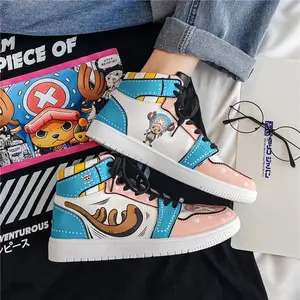 Sepatu pria Anime One Piece aj sepatu pria Joba remaja Air Force One high-top sepatu kets hipster anak-anak