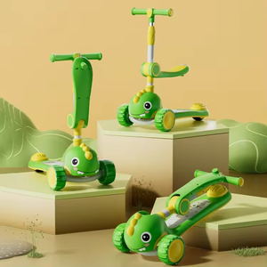 Vente directe d'usine, trottinette pliable pour enfants à 3 roues, moderne, avec siège, hauteur réglable et roues lumineuses - Product Image 4