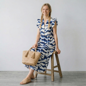 Abito Floreale da Donna in Stile Europeo e Americano con Maniche a Sbuffo, Ampio e Traspirante, Ideale per l'Uso Quotidiano - Product Image 4