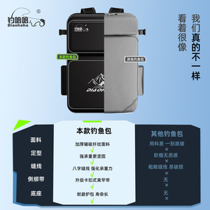 Mochila para aparejos de pesca Diaohaha, textura de fibra de carbono, correas internas de gran apertura, mochila multiusos - Product Image 4