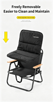Chaise de camping pliante avec dossier, siège rembourré épaissi, accoudoirs en bois de hêtre, sangle de transport portable – Vente directe usine