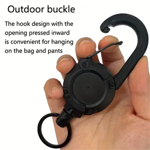 Wholesale Retractable Heavy Duty Pull Reel Carabiner Strong Steel Wire Rope Buckle Spring Key Ring Outdoor Sporty Keychain <b>Tool</b> - Product Image 2