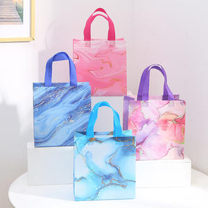 Logotipo personalizado para llevar, venta al por mayor, bolso de mano de grano de mármol, bolsa de compras de tela no tejida, bolsas de impresión reutilizables impermeables - Product Image 6