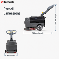Mesin Penggosok dan Pengering Lantai T2B Walk-Behind dengan Sikat 330mm dan Karet Penyerap 420mm, Bertenaga Baterai