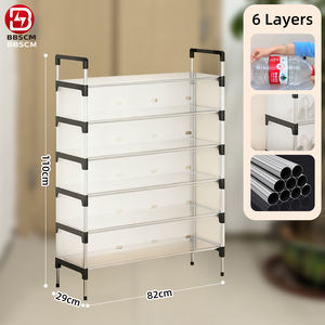 ชั้นวางเสื้อและรองเท้าหลายชั้น พร้อมผ้าคลุมกันฝุ่น ที่เก็บรองเท้าพร้อมตะขอ สำหรับตู้เสื้อผ้า ทางเข้าบ้าน ห้องนั่งเล่น - Product Image 4