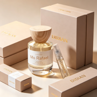 Flacons de parfum ronds givrés de luxe avec logo personnalisé, 30 ml, 50 ml, 100 ml, flacon de parfum vide avec bouchon en bois, emballage en boîte cadeau