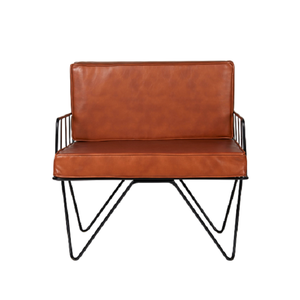 Silla de comedor moderna de hierro y cuero para oficina en casa-Altura ajustable - Product Image 1