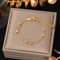 Bracelets Chaîne Serpent en Titane Plaqué Or Étanche Non Décolorant avec Diamants et Perles, Bangles Élégants pour Femmes Tendance