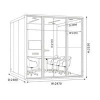 Cabine de réunion acoustique modulaire insonorisée de grande taille pour plusieurs personnes