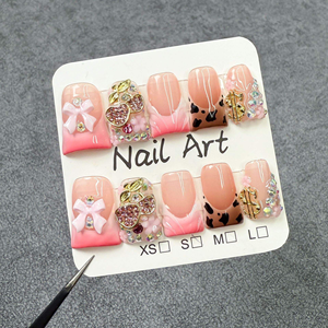 226-230 Colores, <span class=keywords><strong>Uñas</strong></span> Postizas Acrílicas Hechas a Mano, Cobertura Completa, <span class=keywords><strong>Cortas</strong></span>, 10 Piezas, Pegamento para <span class=keywords><strong>Uñas</strong></span>, Puntas de <span class=keywords><strong>Uñas</strong></span> Prediseñadas, Únicas - Product Image 2