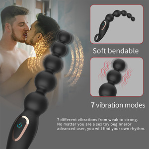 Cuentas anales vibratorias Vibración de 7 frecuencias para estimulación del ano Tapón trasero súper largo Tapón de ejercicio de vibración profunda suave - Product Image 5