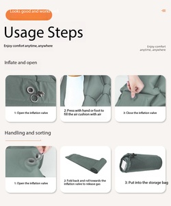 Matelas gonflable portable ultra-léger et pliable, imperméable, design moderne, pour 1 à 2 personnes, camping, randonnée, parc - Product Image 4