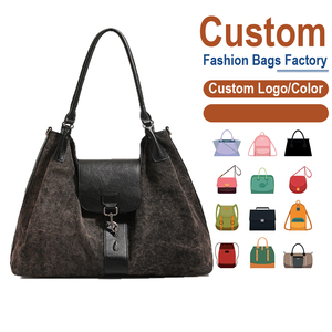 Sac fourre-tout vintage en toile délavée avec fermeture éclair antivol, marron foncé gris |   Fabrication sur mesure OEM/ODM pour les marques urbaines et éco-responsables - Product Image 1